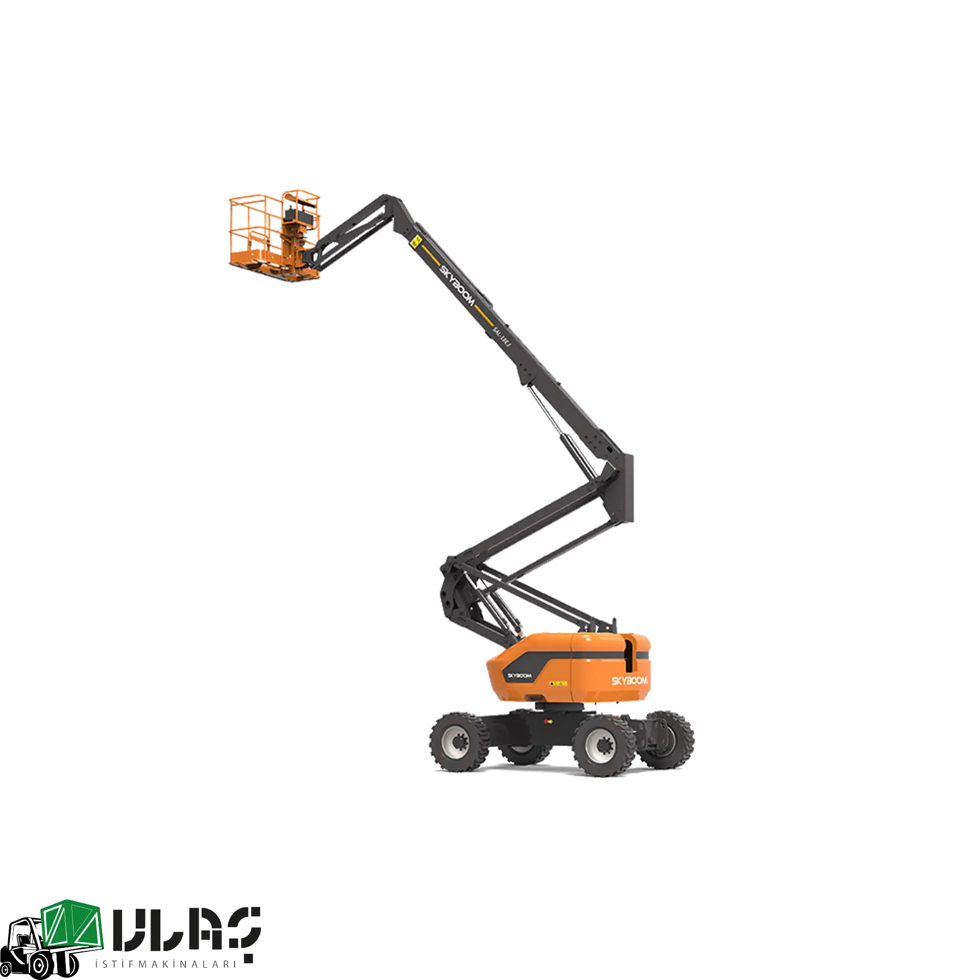 20 metre çalışma yüksekliğine sahip akülü eklemli platform — Ulaş İstif Makinaları güvencesiyle üretilmiş, güçlü 4×4 çekiş sistemi, çevre dostu akü teknolojisi ve eklemli kol yapısıyla profesyonel iç ve dış mekân kullanımına uygun platform görseli.